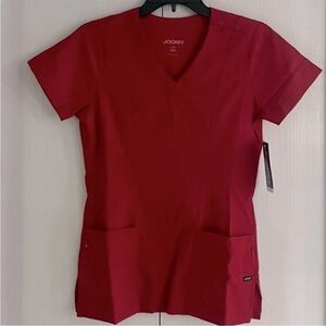 Jockey Red Mock Wrap Scrub Top - XXS